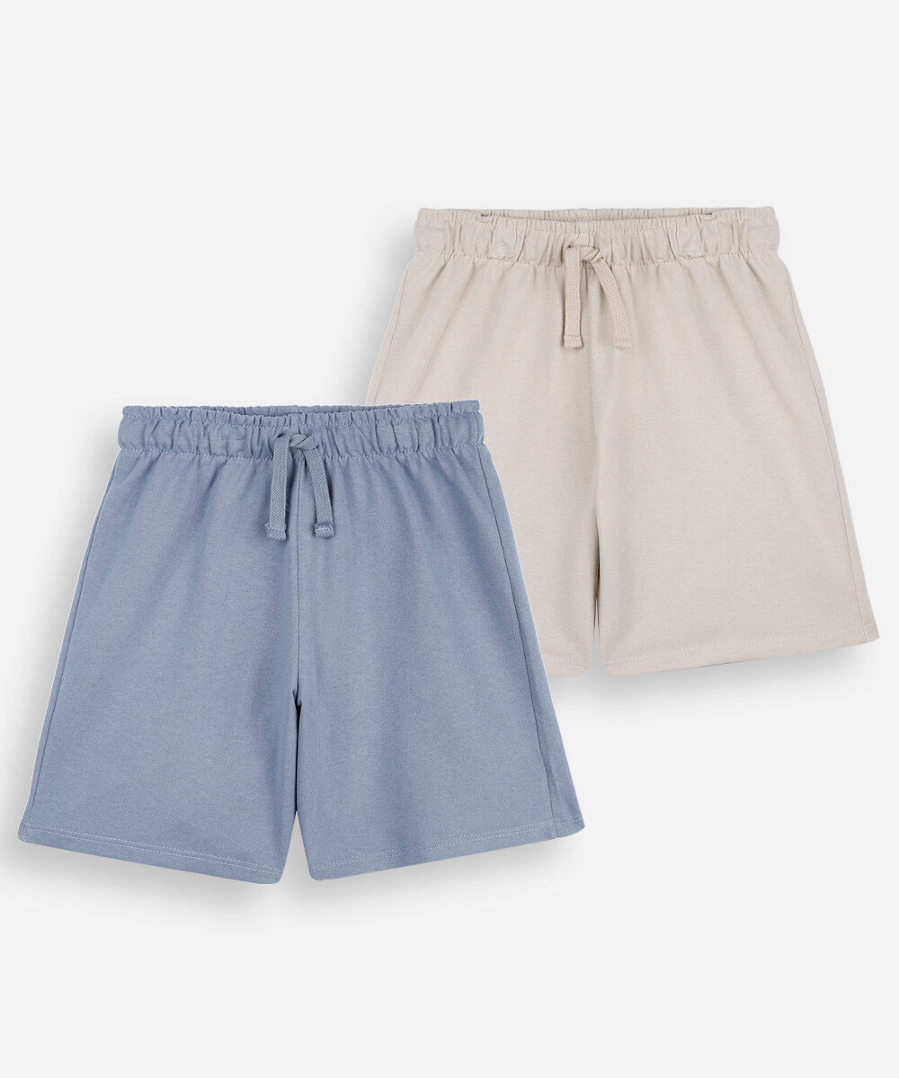 kit de bermuda infantil de algodão cós elástico colorido