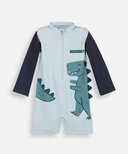macacão de praia infantil manga longa dinossauro verde 2