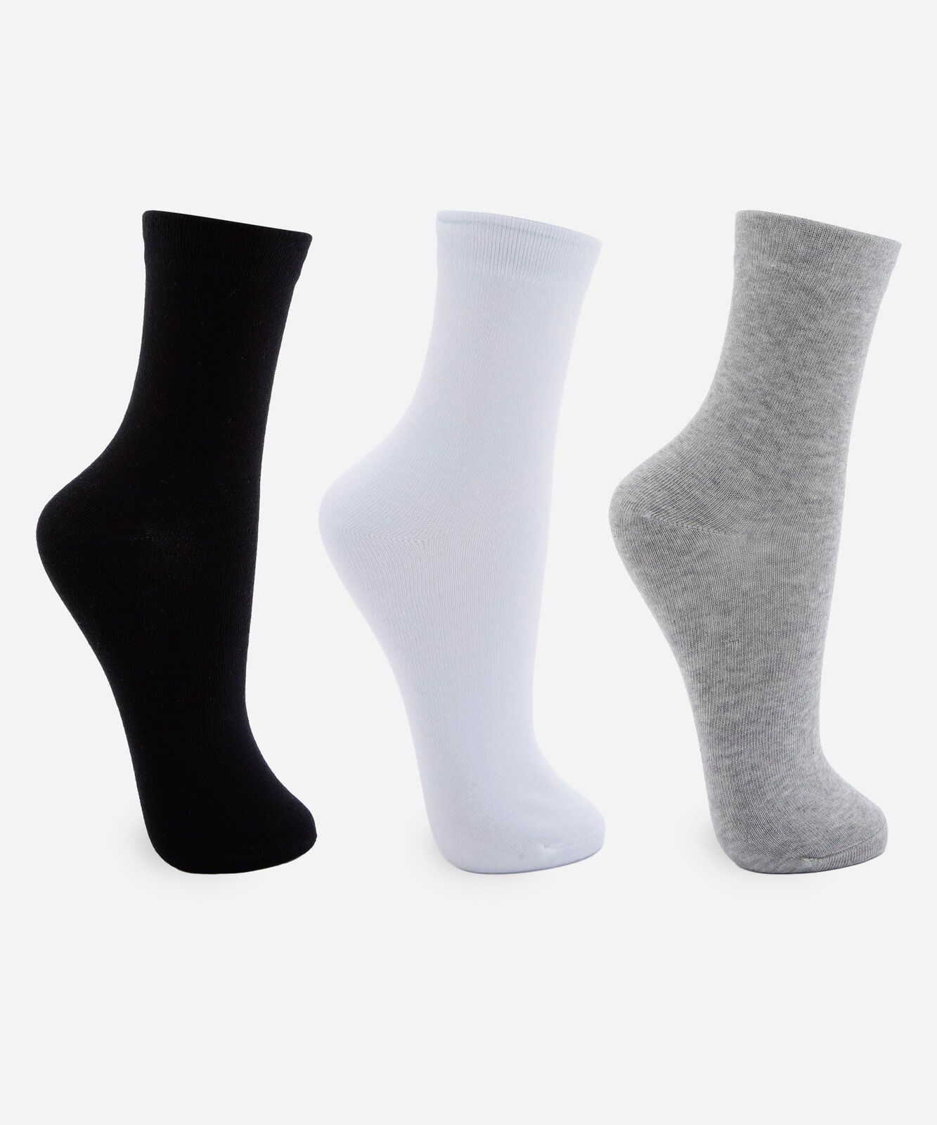 kit de 3 pares de meias cano alto femininas de algodão colorido