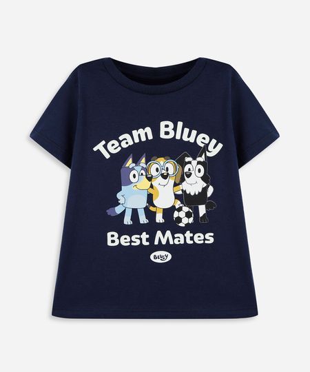 camiseta oversized infantil de algodão com estampa bluey azul 1