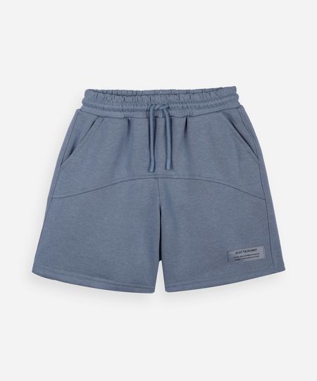 bermuda infantil masculina de moletom com recortes azul 8