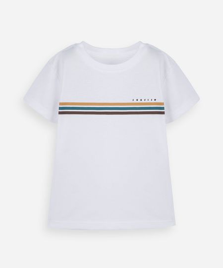 camiseta infantil oversized  de algodão com estampa de listra off white 3