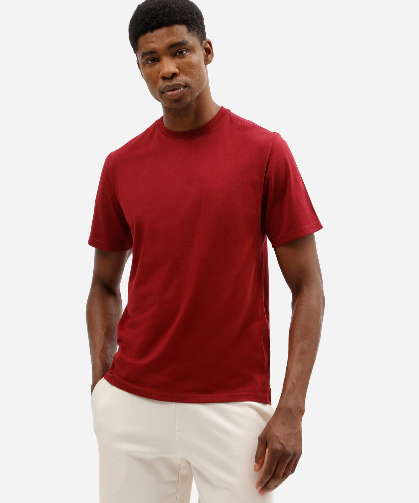 camiseta masculina básica comfort de malha vinho