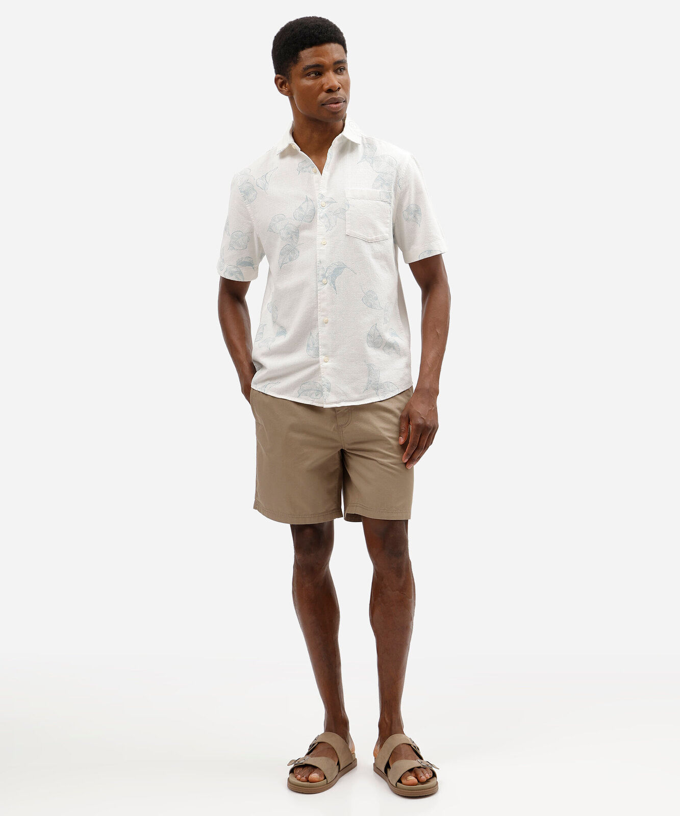 bermuda jogger masculina de sarja cós elástico bege