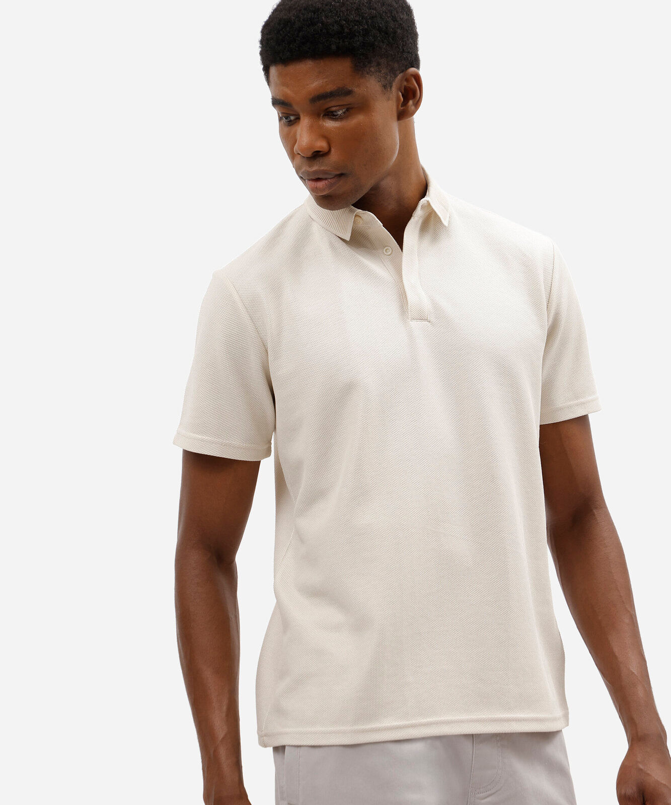 polo masculina com algodão manga curta off white
