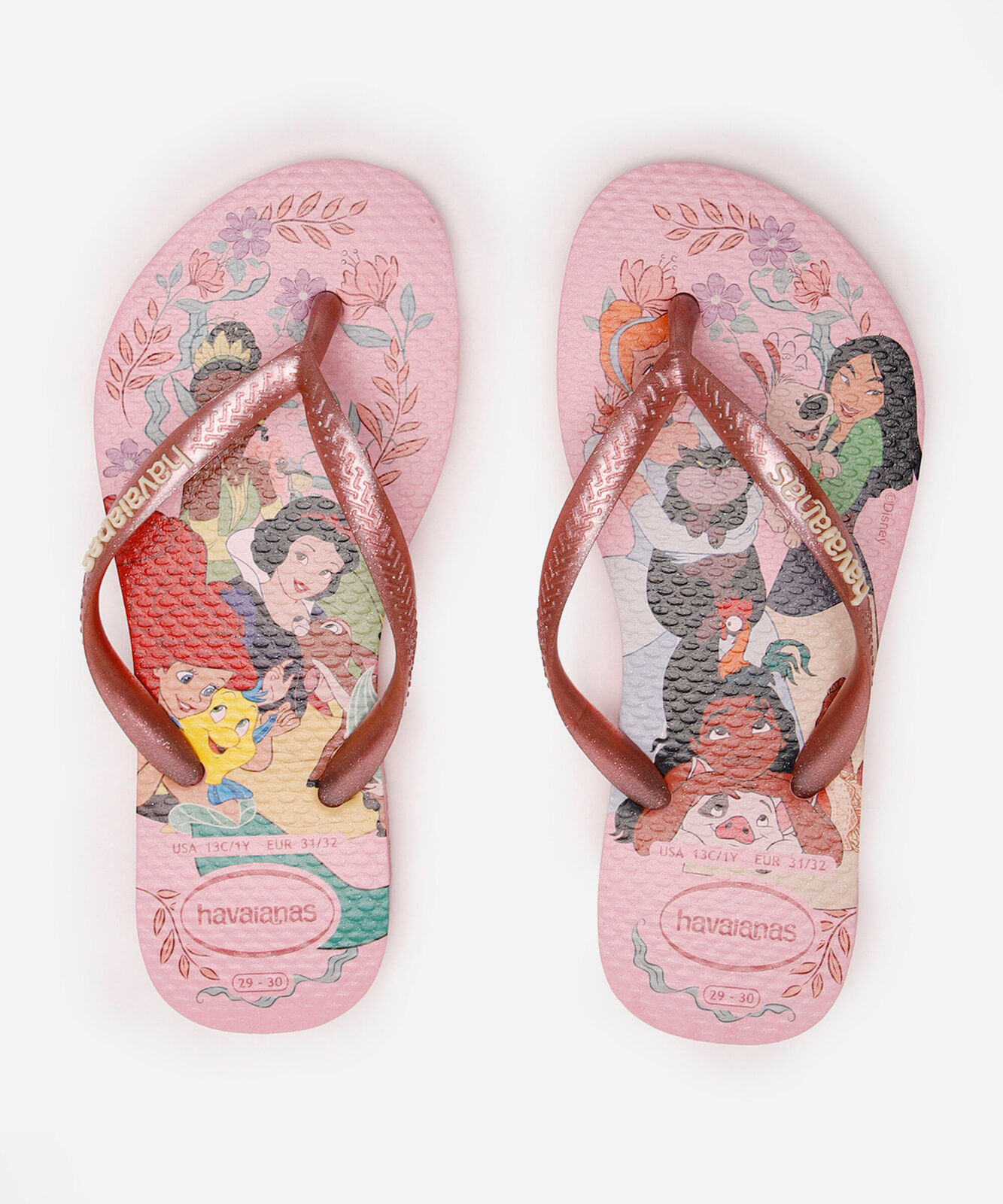 chinelo havaianas infantil princesas rosa
