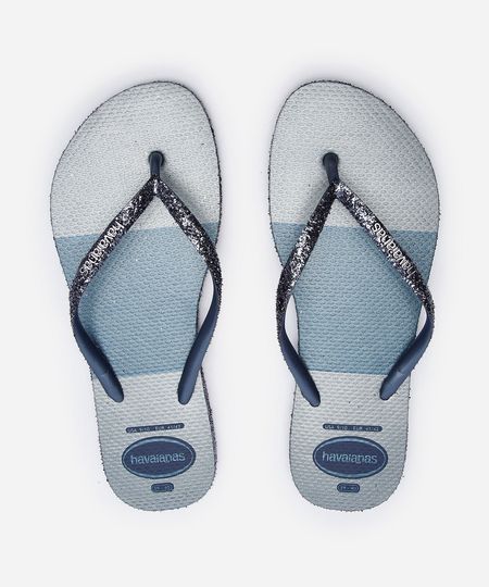 chinelo havaianas feminino glitter azul 33-34