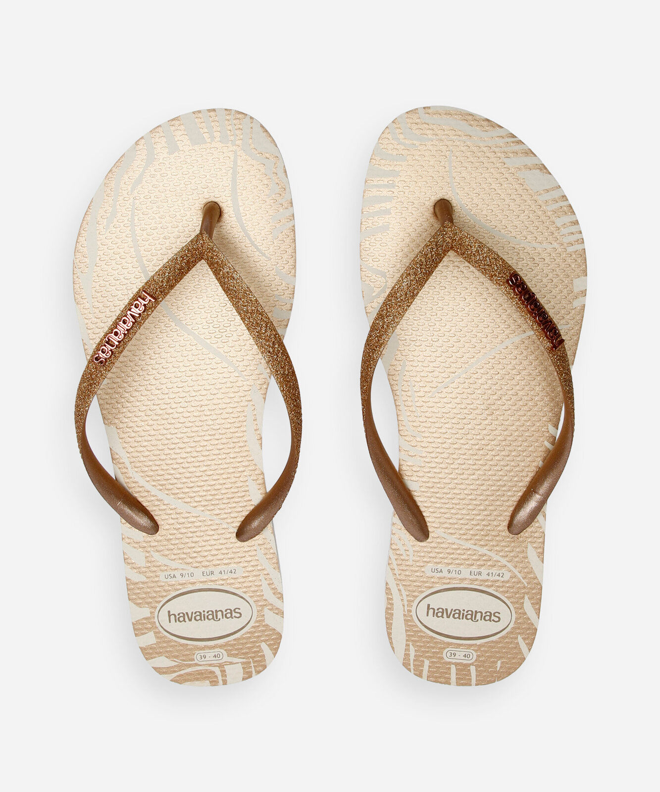 chinelo havaianas feminino glitter edge bege