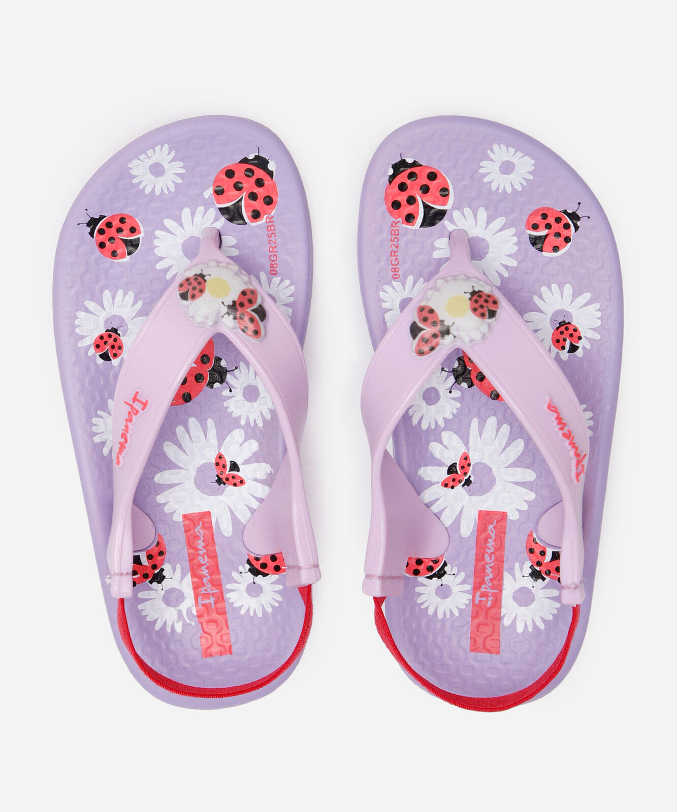 chinelo infantil com elástico joaninha ipanema lilás