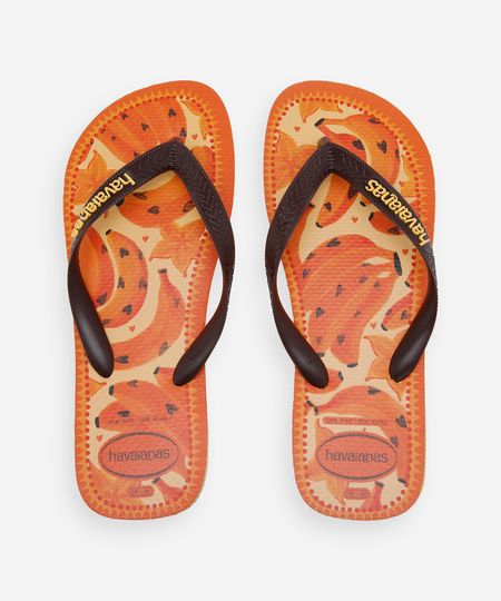 chinelo feminino havaianas top fresh mood estampado amarelo 35-36