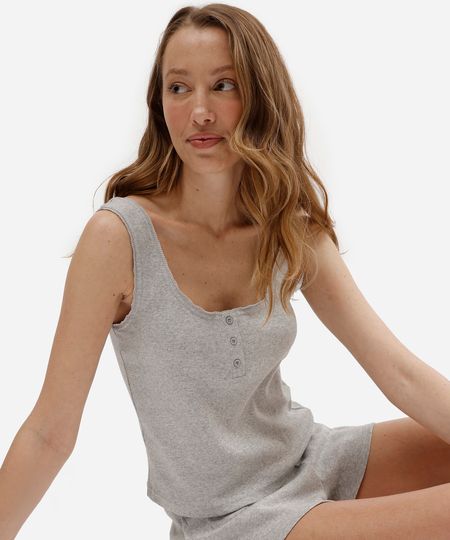 pijama short doll feminino de algodão cinza P