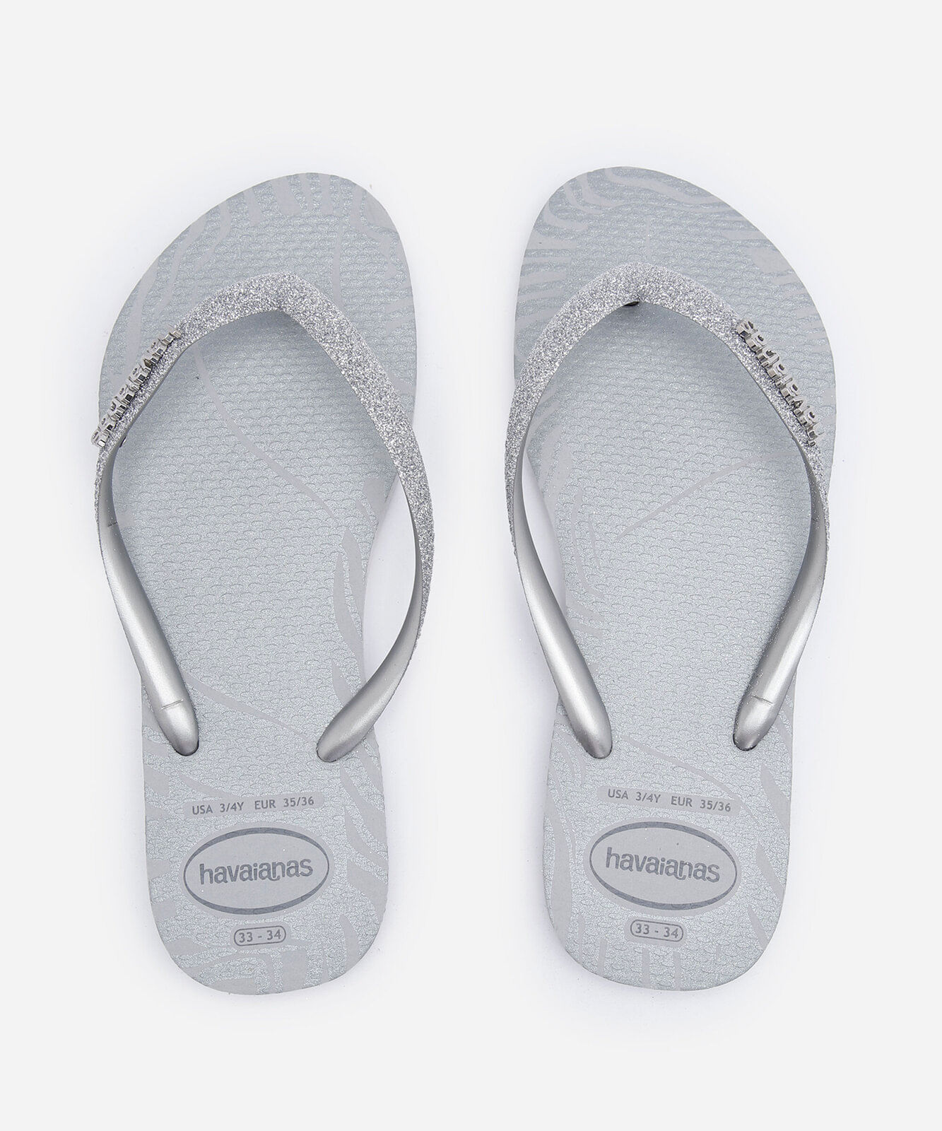 chinelo havaianas feminino glitter edge prata