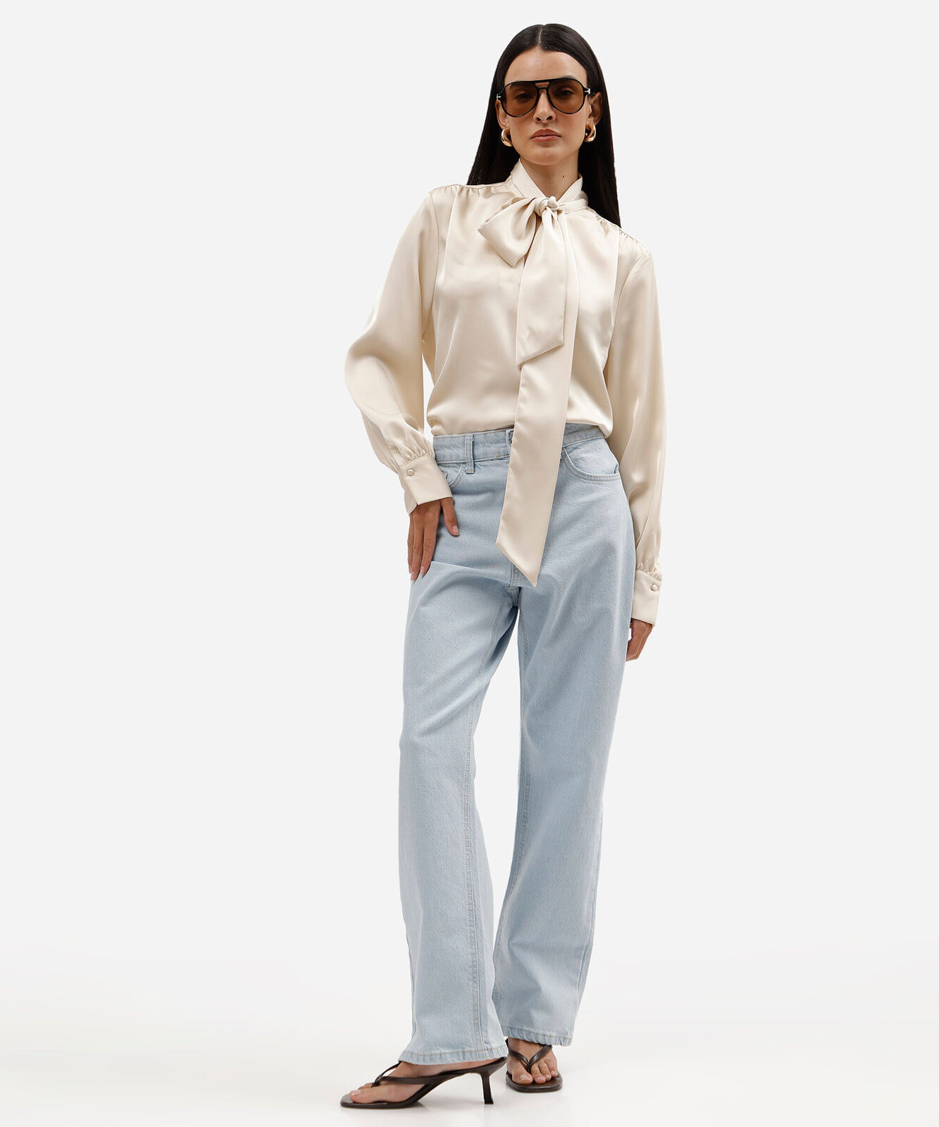 calça reta feminina jeans cintura alta azul