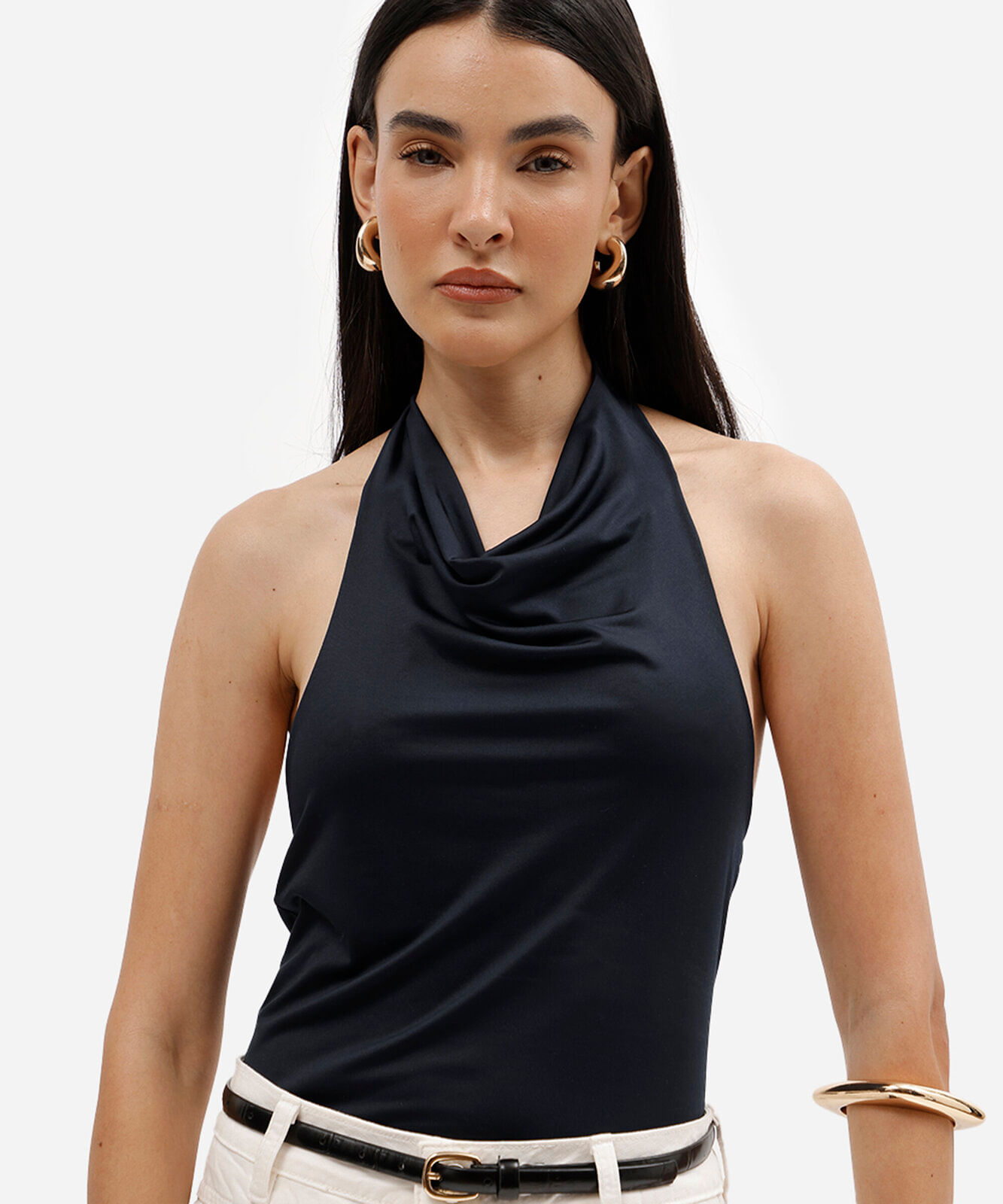regata frente única feminina decote degagê azul