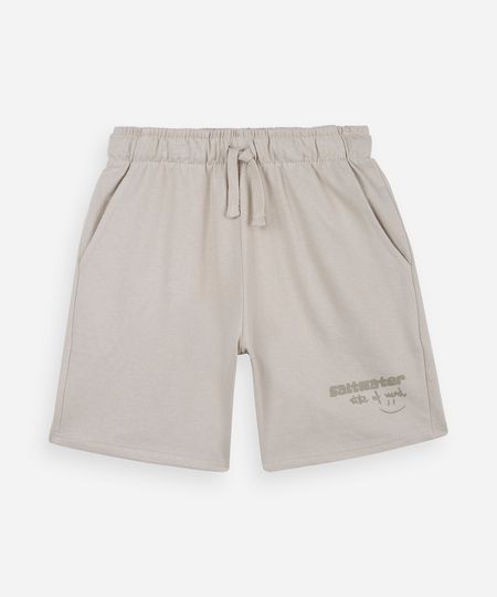 bermuda infantil de moletom estampada bege 6