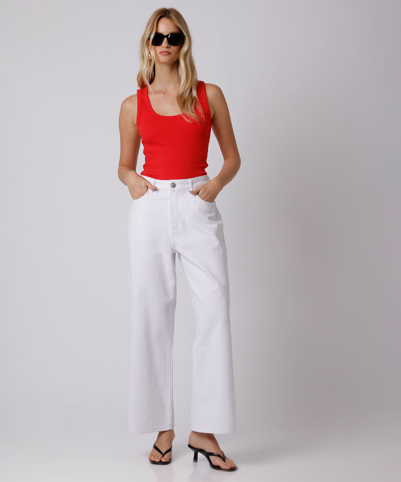 calça reta roma petit feminina de sarja mindset off white