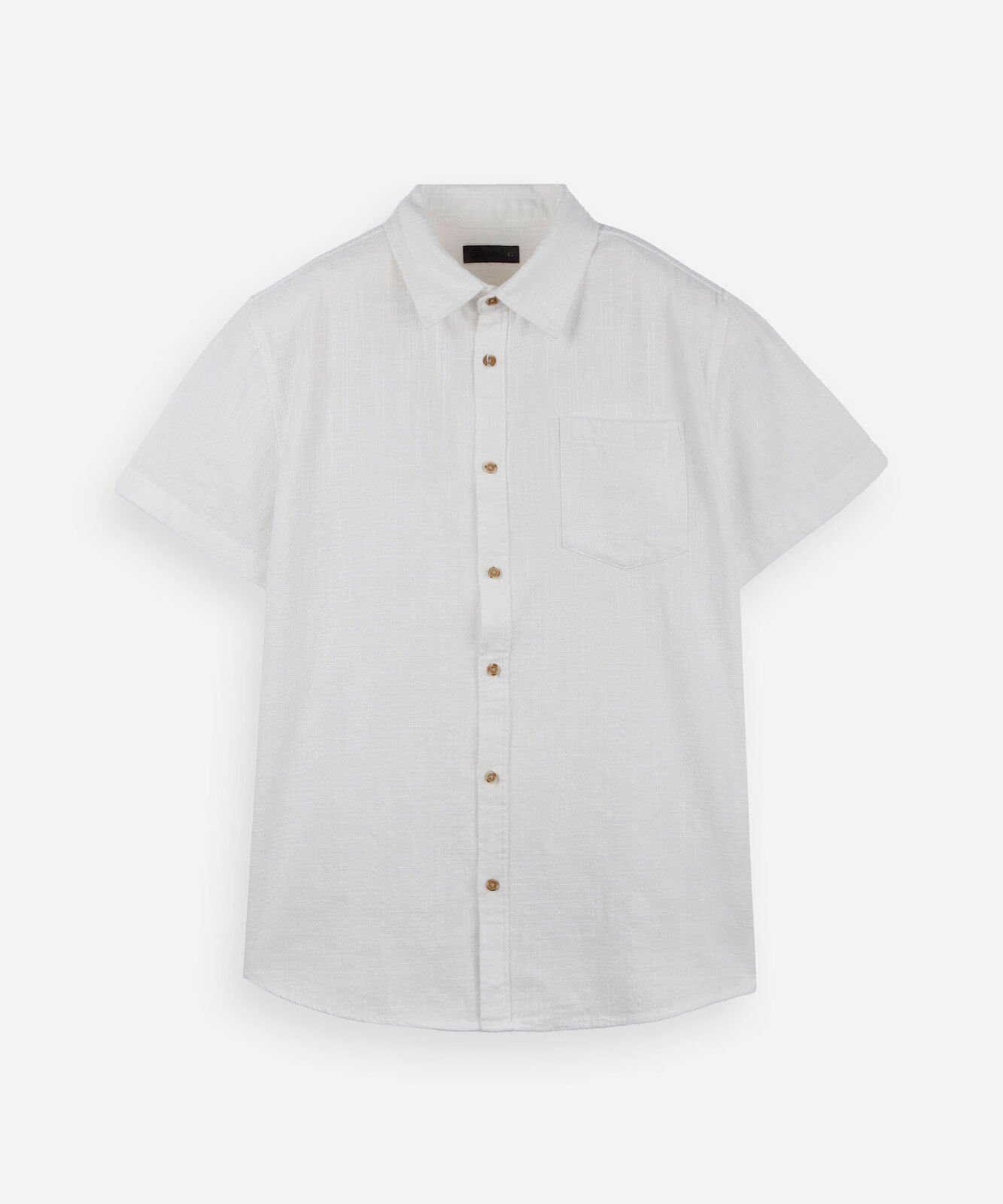 camisa juvenil de algodão com bolso texturizada off white