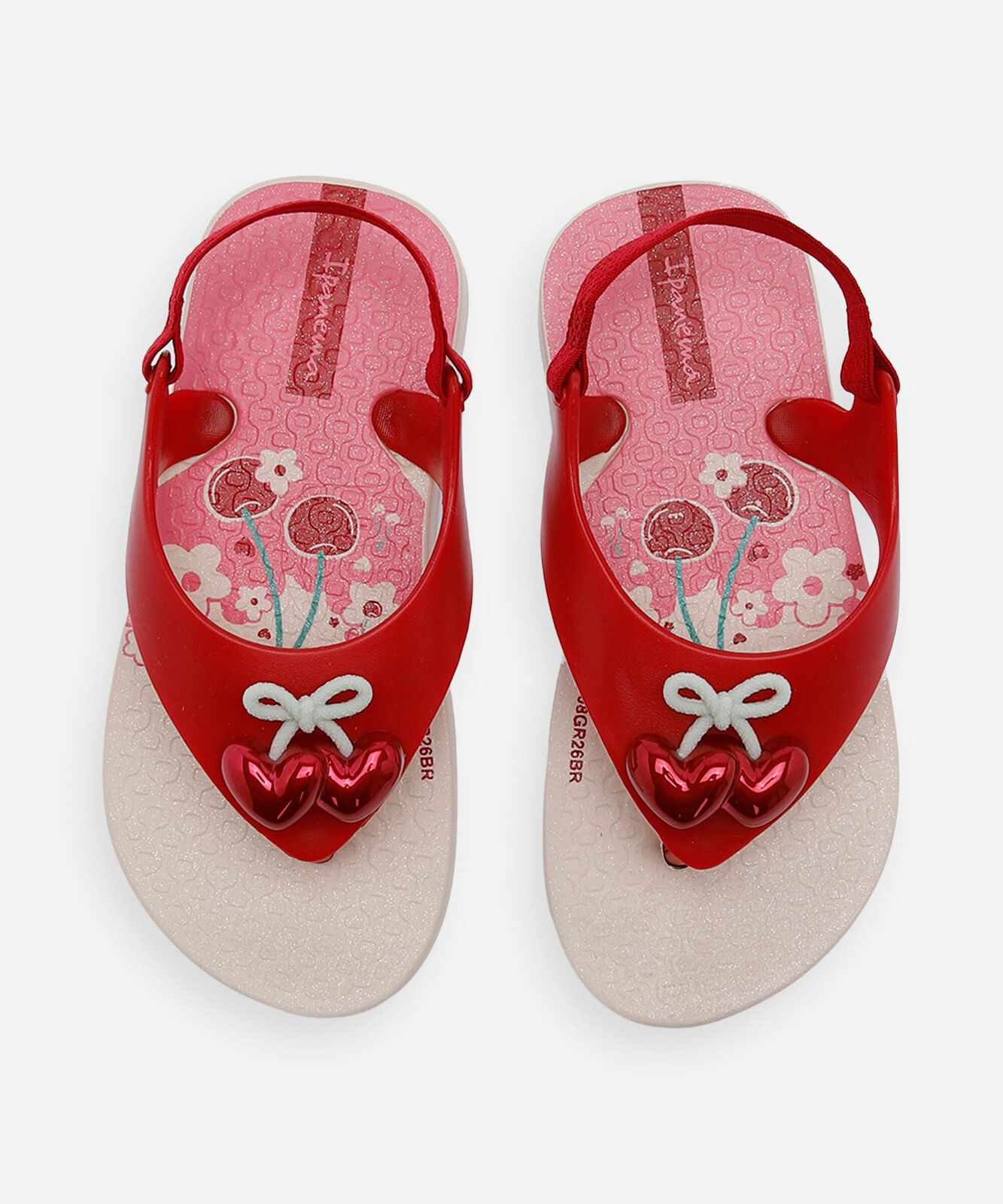 chinelo infantil ipanema belle com elástico vermelho