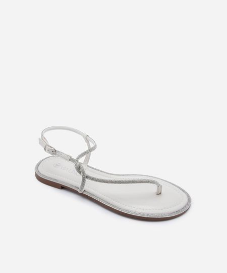 rasteirinha feminina com brilhos via uno off white 34