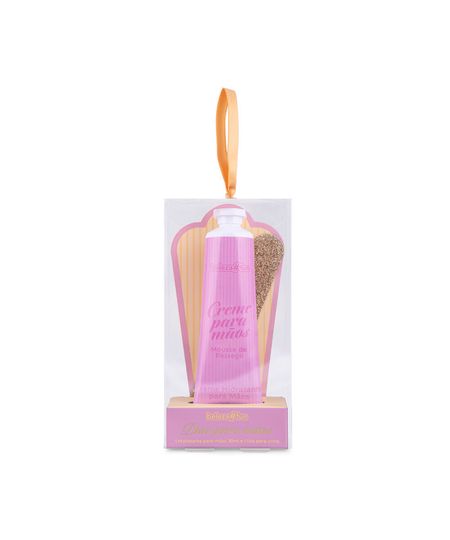kit beleza fun hidratante para mãos mousse pêssego e 1 lixa de unhas UNICO