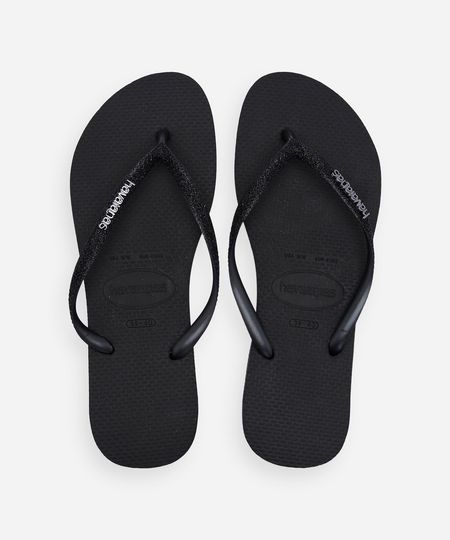 chinelo slim feminino com glitter havainas preta 39-40