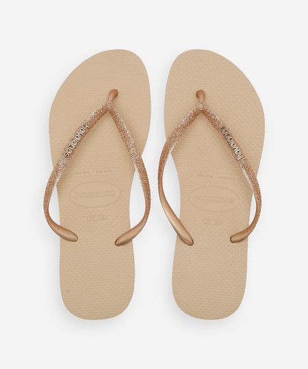 chinelo slim feminino com glitter havainas dourado 33-34