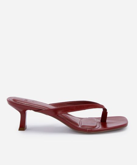 tamanco feminino bico quadrado salto fino vermelho 36
