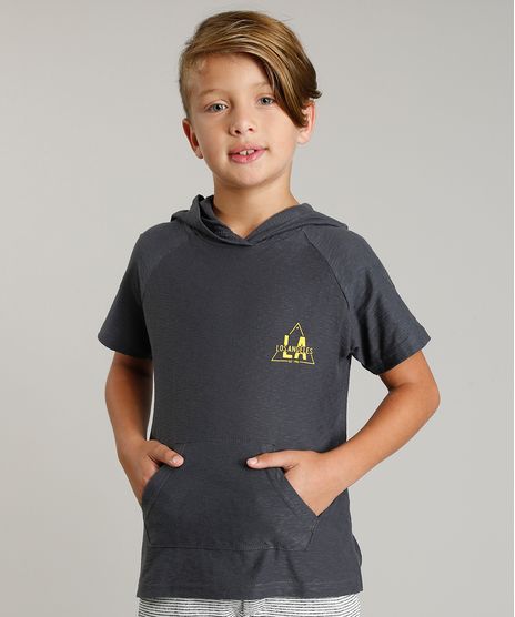 Camiseta-Infantil--Los-Angeles--com-Capuz-e-Bolso-Manga-Curta-Chumbo-9233995-Chumbo_1