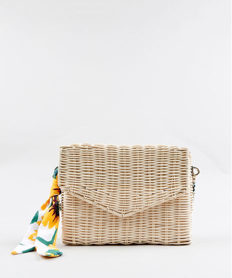Bolsa-Feminina-Transversal-em-Palha-de-Ratan-com-Lenco-Estampado-Floral-Bege-Claro-9255542-Bege_Claro_1