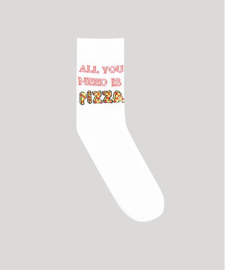 Meia-Masculina-Cano-Alto-Divertida--All-You-Need-is-Pizza--Branca-9379025-Branco_1