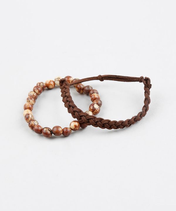 Kit de 2 Pulseiras Masculinas Marrom Único
