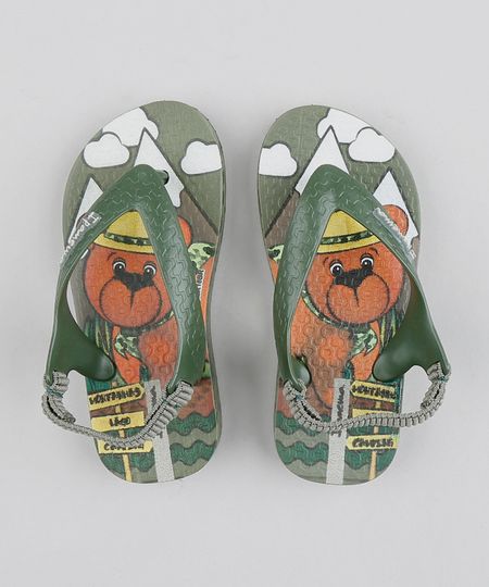 Chinelo Infantil Ipanema Ursinho com Elástico Verde Militar Menor preço em Chinelo Infantil Ipanema Ursinho com Elástico Verde Militar