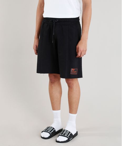 Bermuda-Masculina-Piet-Marcelo-D2-A-E-P-O-F-em-Moletom-Preta-9334777-Preto_1