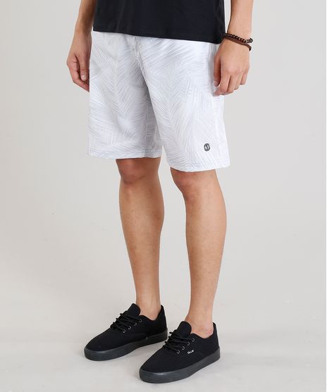 Bermuda-Surf-Masculina-Estampada-de-Folhagem-com-Bolsos-Cinza-Claro-9308706-Cinza_Claro_1