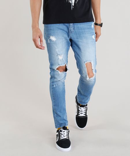 Calca-Jeans-Masculina-Carrot-Destroyed-Azul-Claro-9305827-Azul_Claro_1
