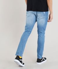 calça jeans masculina carrot destroyed azul claro