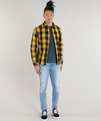 Camisa-Masculina-Xadrez-com-Bolso-Manga-Longa-Amarela-8448777-Amarelo_3