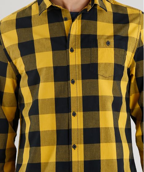 camisa xadrez amarela