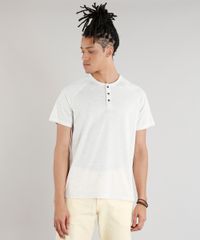 Camiseta-Masculina-com-Botoes-em-Linho-Manga-Curta-Gola-Careca-Bege-Claro-9249172-Bege_Claro_1
