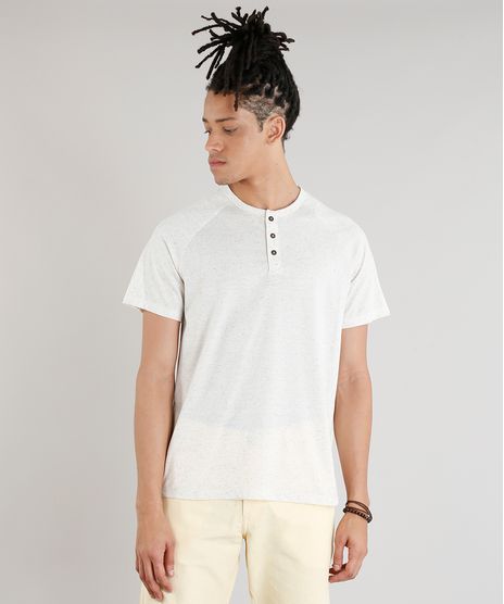 Camiseta-Masculina-com-Botoes-em-Linho-Manga-Curta-Gola-Careca-Bege-Claro-9249172-Bege_Claro_1