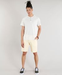 Camiseta-Masculina-com-Botoes-em-Linho-Manga-Curta-Gola-Careca-Bege-Claro-9249172-Bege_Claro_3