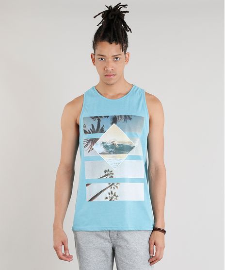Regata-Masculina-com-Estampa-de-Coqueiros-Gola-Careca-Azul-Claro-9298216-Azul_Claro_1