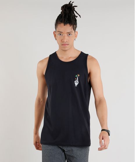 Regata-Masculina-com-Estampa-de-Esqueleto-Gola-Careca-Preta-9315250-Preto_1