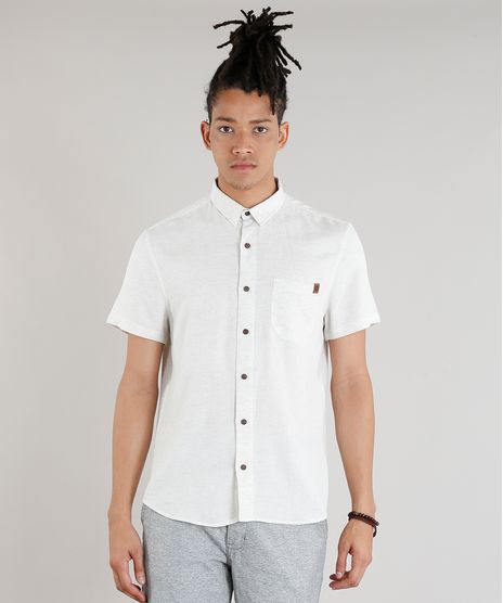 Camisa-Masculina-com-Bolso-em-Linho-Manga-Curta-Bege-Claro-9334909-Bege_Claro_1
