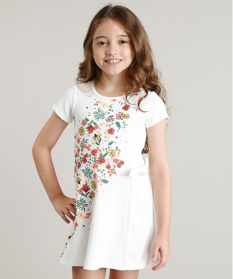 Vestido-Infantil-com-Estampa-de-Flores-Manga-Curta-Off-White-9245622-Off_White_1