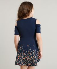 Vestido-Infantil-Open-Shoulder-com-Estampa-de-Flores-Manga-Curta-Azul-Marinho-9245413-Azul_Marinho_2