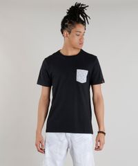 Camiseta-Masculina-com-Bolso-Estampado-Espinha-de-Peixe-Manga-Curta-Gola-Careca-Preta-9316708-Preto_1