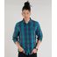 Camisa-Masculina-Xadrez-com-Bolso-Manga-Longa-Verde-8448777-Verde_1