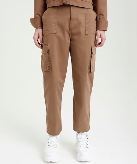Calca-Feminina-Cintura-Alta-Mom-Pants-Cargo-Kaki-9250598-Kaki_1 Calca-Feminina-Cintura-Alta-Mom-Pants-Cargo-Kaki-9250598-Kaki_1