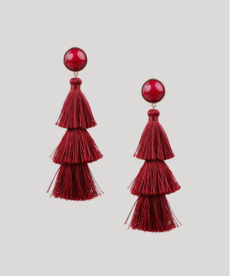 Brinco-Feminino-Longo-com-Tassel-Vinho-9261687-Vinho_1